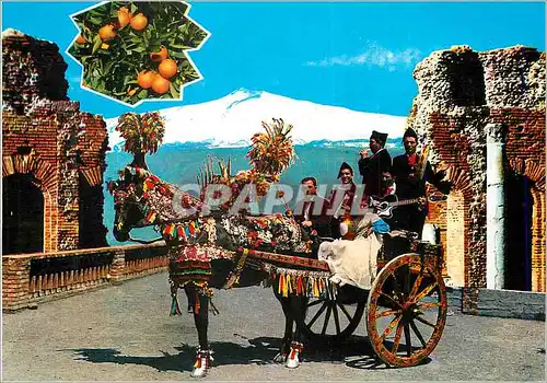 Cartes postales moderne Cicilia Charette Caracteristique Cheval