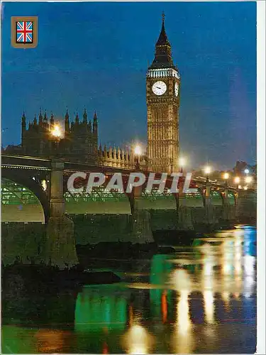 Moderne Karte London Vue Nocturne du Big Ben et du Pont de Westminster