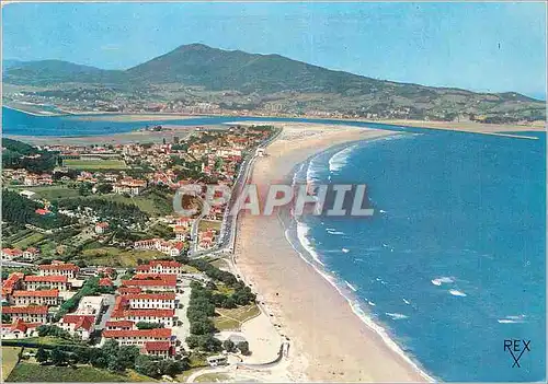 Moderne Karte Hendaye (Pyrenees Atlantiques) La Plage Au Fond la Bidassoa et l'Espagne