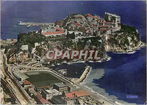 Cartes postales moderne Principaute de Monaco Le Rocher et le Stade