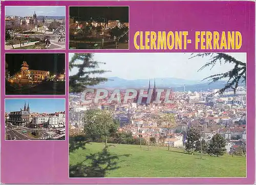 Moderne Karte Clermont Ferrand Puy de Dome Vue Generale Place de Jaude de Nuit et de Jour Place Gaillard