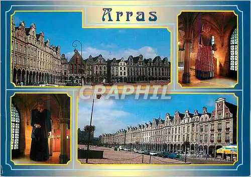 Cartes postales moderne Arras (Pas de Calais) La Grand place Les Geants d'Arras Colas et Jacqueline dans l'Hotel de Vill