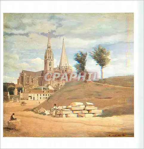 Cartes postales moderne Louvre Departement des Peintures Corot 1796 1875 La Cathedrale de Chartres 1830 Donation Etienne