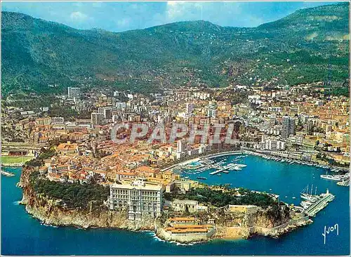Cartes postales moderne Principaute de Monaco vue Generale de Monaco Le Stade  la Ville Le Musee Oceanographique et la c
