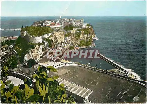 Cartes postales moderne Principaute de Monaco Le Rocher de Monaco et le Stade Louis II vus du Jardin Exotique Football
