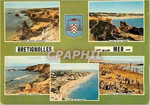 Moderne Karte Bretignolles sur Mer (Vendee 85) Rocher Sainte Veronique Plage de la Paree Rochers de Tre Neuf P