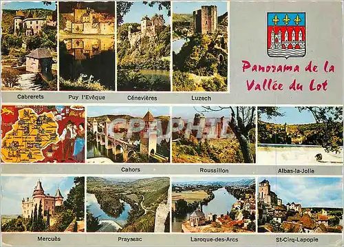 Cartes postales moderne Panorama de la Vallee du Lot Cabrerets Puy l'Eveque Luzech Cahors Roussillon Alabs la Jolie Merc