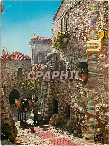 Cartes postales moderne La Cote d'Azur Eze Village Montee vers La Vieille Chapelle Ane Donkey