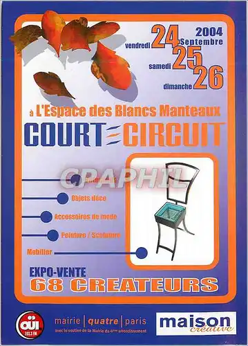 Moderne Karte L'Espace des Blancs Manteaux Court Circuit Expo Vente 68 Createurs Paris