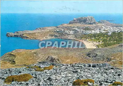 Cartes postales moderne Rhodes Lindos Vue Partielle et L'Acropole