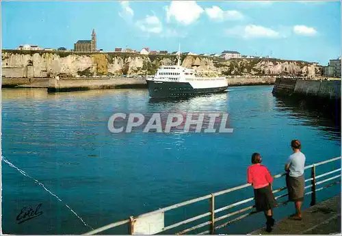 Moderne Karte Dieppe (Seine Maritime) Le Valencay Sortant du Port Bateau