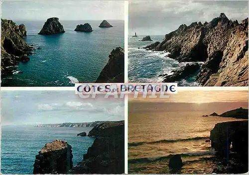 Moderne Karte Cotes de Bretagne La Pointe du Raz Les Tas de Pois Le Cap Frehel et La Cote Sauvage de Quiberon