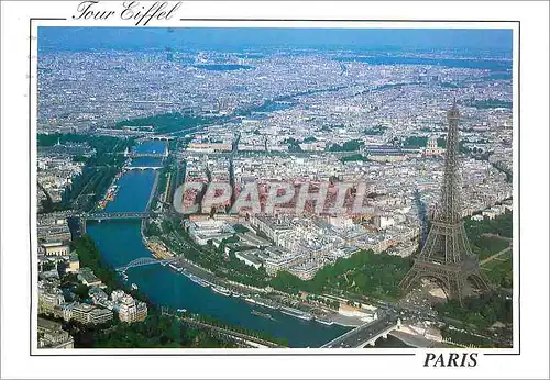 Moderne Karte En Avion sur Paris  Tour Eiffel et la Seine