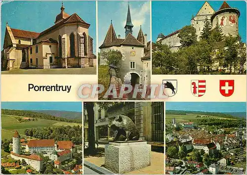 Cartes postales moderne Porrentruy L'Eglise Porte de France Chateau Le Sanglier Vue Generale