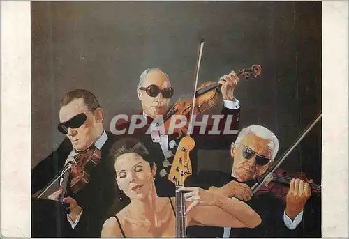 Cartes postales moderne Nicholas Treadwell Gallery London String Quartet By Nick Cudworth Pastel Crayon on White Paper