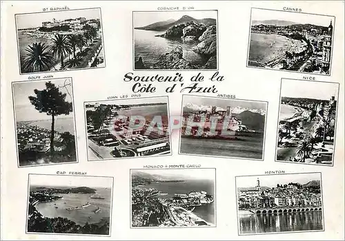 Cartes postales Le cote d azur 901 Golfe Juan Corniche d'Or Cannes Nice Menton Monaco Cap Ferrat