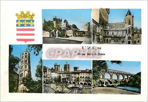 Cartes postales Uzes (gard) 1256 l entree du duche et les tours l interieur du duche facade principale