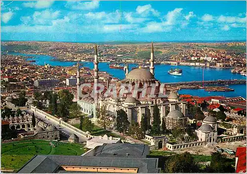 Cartes postales moderne Istanbul ve saheserler la mosquee de la soliman la magnifique et la corne d or