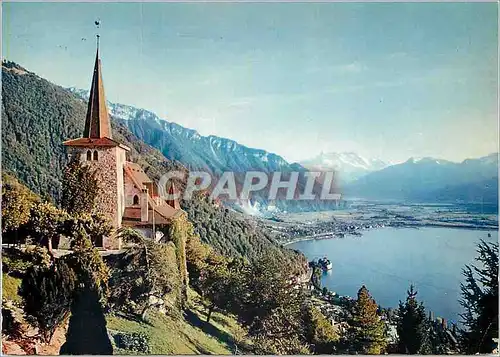 Cartes postales moderne Montreux 812 l eglise de glion et les dents du midi