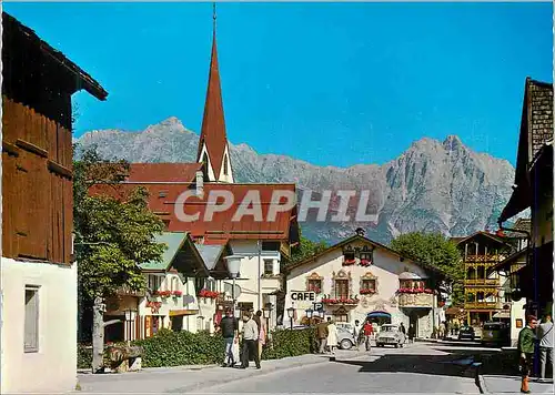 Cartes postales moderne Seefeld 3600 ft tyrol main street with wetterstern mountains