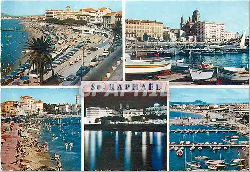 Cartes postales moderne Souvenir de saint raphael 307 vue generale et la plage le port la plage vue de nuit frejus plage