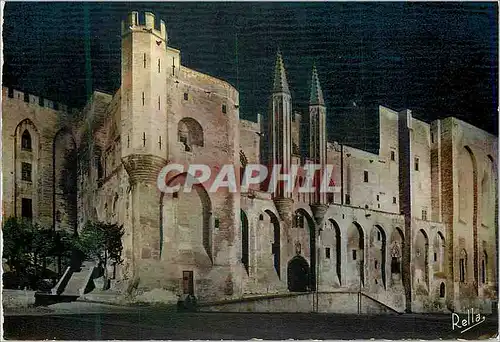 Moderne Karte Avignon 393  (vaucluse) effet de nuit facade occidentale du palais des papes