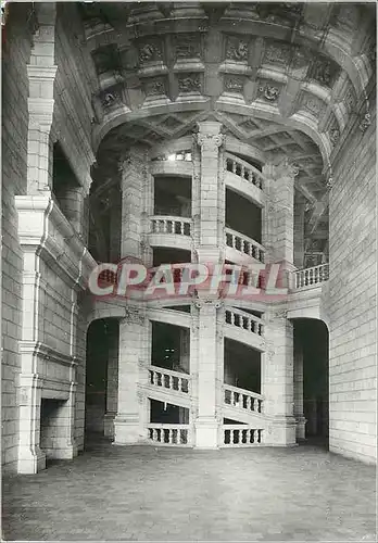 Cartes postales moderne Chambord (l et c) le chateau (xvi siecle) le grand escalier a double revolution