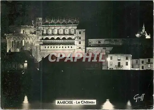 Cartes postales moderne Les chateaux de la loire 374 263 amboise (indre et loire) le chateau et la chapelle illumines