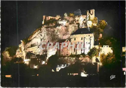 Cartes postales moderne 1598 rocamadour le rocher illumine