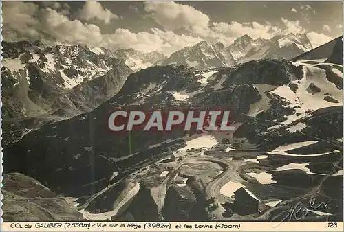 Moderne Karte Col du galibier (2556m) vue sur la meije (3982m) et les ecrins