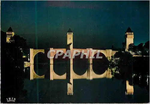 Cartes postales moderne La vallee du lot cahors en quercy 57 le pont valentre xiv siecle effet de nuit