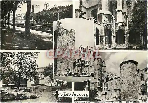Cartes postales moderne 1620 narbonne cours mirabeau cloitre de la cathedrale st just l hotel de ville jardin du palais