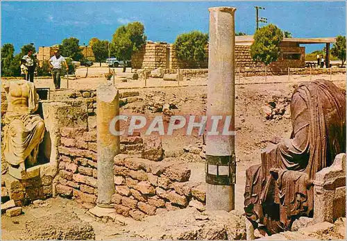 Moderne Karte Caesarea ruins of a byzantine public building with roman statuary