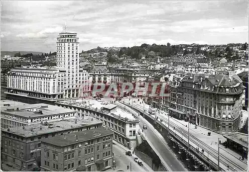 Moderne Karte Lausanne le grand pont et la tour bel air