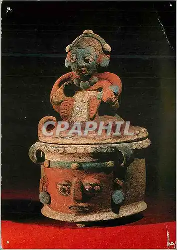 Cartes postales moderne Paris musee de l homme bol tripode avec couvercle decore d un personnage assis