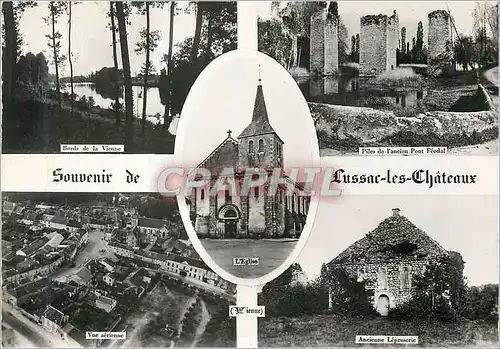 Cartes postales moderne Souvenir de lussac les chateaux Bords de la Vienne Piles de l'ancien pont feodal Vue aerienne An