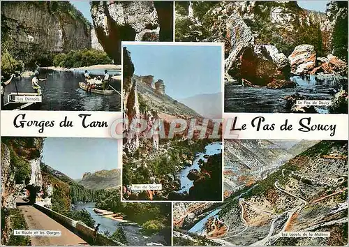 Moderne Karte 5 vc a 196 gorges du tarn 1 les detroits 2 pas de soucy 4 la route et les gorges 5 les lacets de