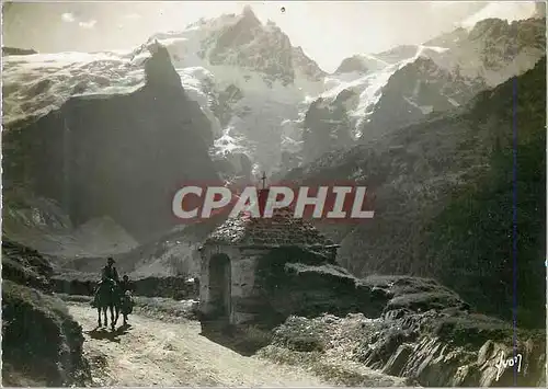 Cartes postales moderne La grave (htes alpes) oratoire de n d des portes (1834 m) et grand pic de la meije (3983 m)