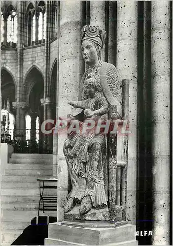 Cartes postales moderne 706 basilique de saint denis (seine) la vierge et l enfant bois polychrome du xii siecle