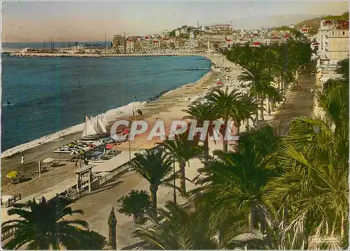 Cartes postales moderne 1934 cannes promenade de la croisette la plage et le mont chevalier