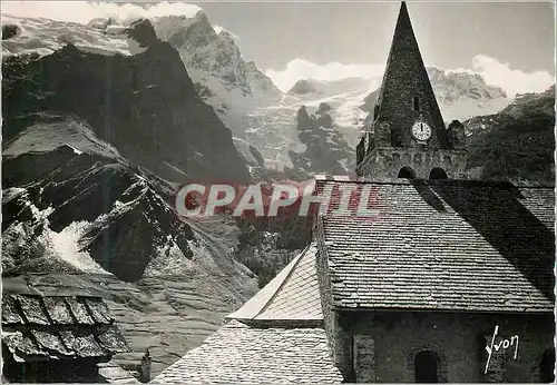 Moderne Karte La grave (htes alpes) l eglise et le massif de la meije