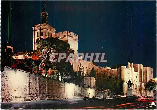 Cartes postales moderne 40 410 avignon (vaucluse) notre dame des doms et le palais ducal vus de nuit
