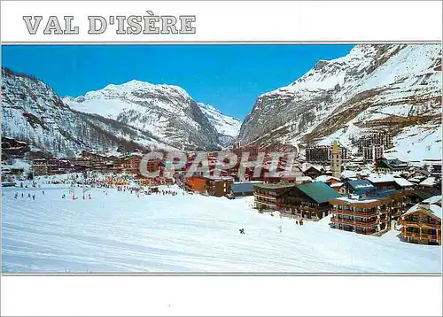 Moderne Karte La tarentaise savoie france val d isere alt 1850 3300 m vue generale de la station l eglise