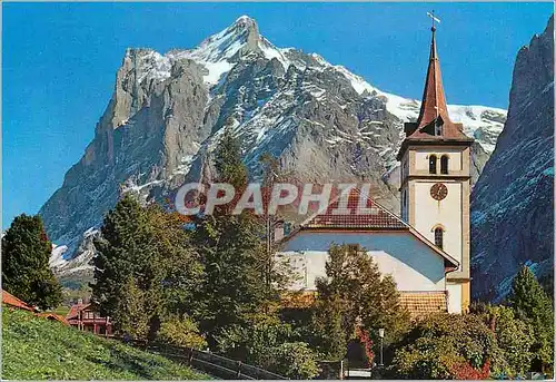Cartes postales moderne 38909 grindelwald kirche mit wetterhon 3704 m