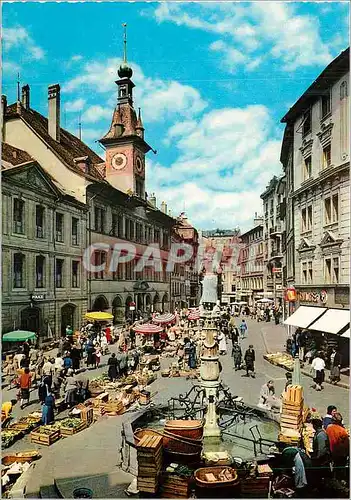 Cartes postales moderne Lausanne place de la palud hotel de ville et fontaine de la justice