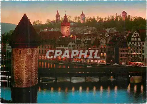 Cartes postales moderne Luzern Alstadt mit Kapellbrucke und Museggturmen