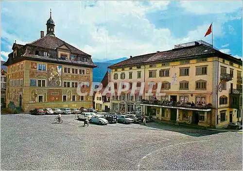 Cartes postales moderne Schwyz rathaus und hotel wysses rossli