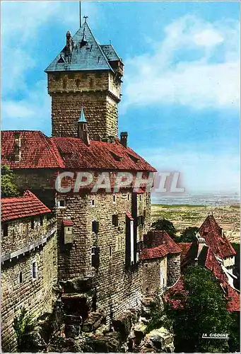 Cartes postales moderne  le chateau du haut koenigsbourg (bas rhin) le donjon et vue sur la plaine d alsace