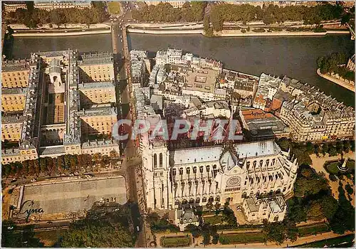 Cartes postales moderne 1165 en avion sur paris notre dame et l hopital de l hotel dieu