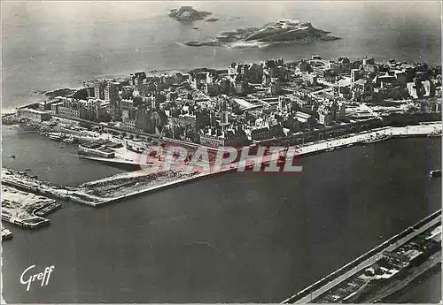 Moderne Karte En Bretagne Vue aerienne Saint Malo et Iles du Petit et Grand Bey